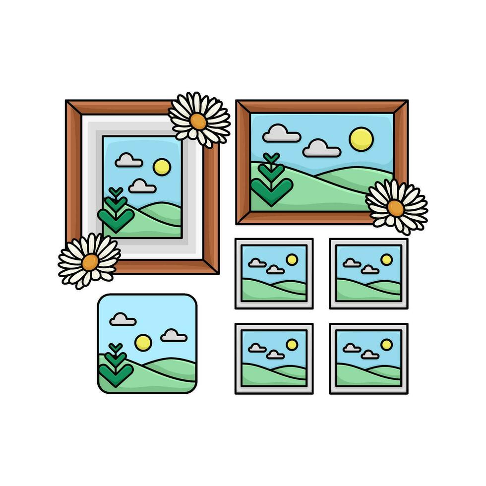 picture with picture in frame illustration vector