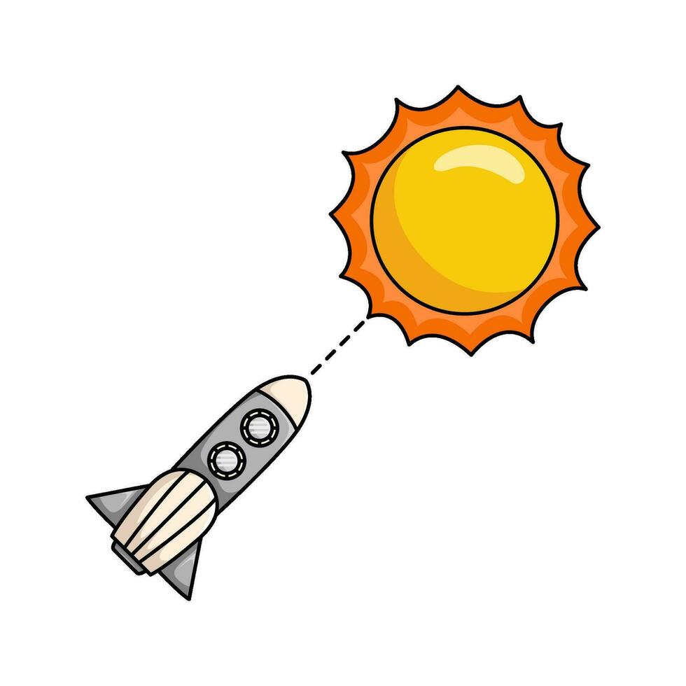 rocket with sun illustration vector