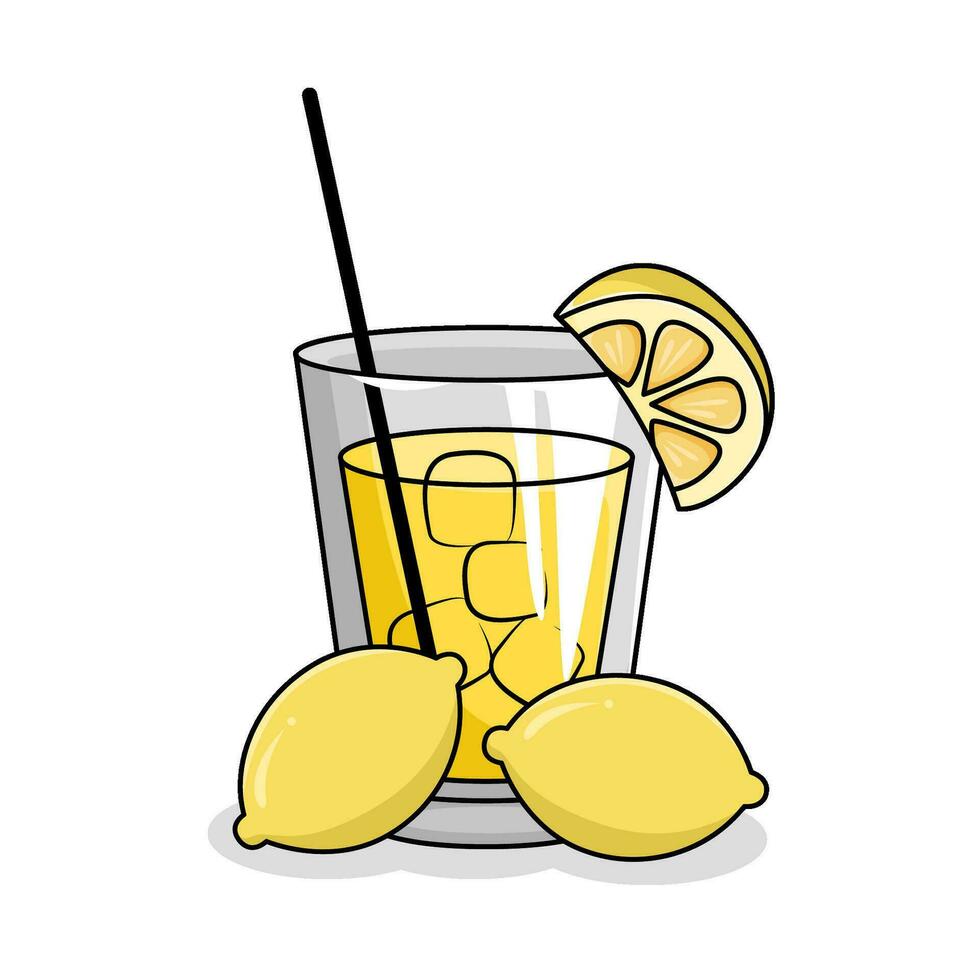 lemon juice in glass drink illustration vector