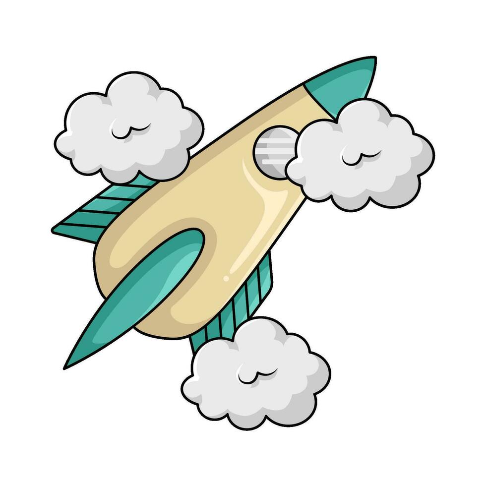 rocket with cloud illustration vector
