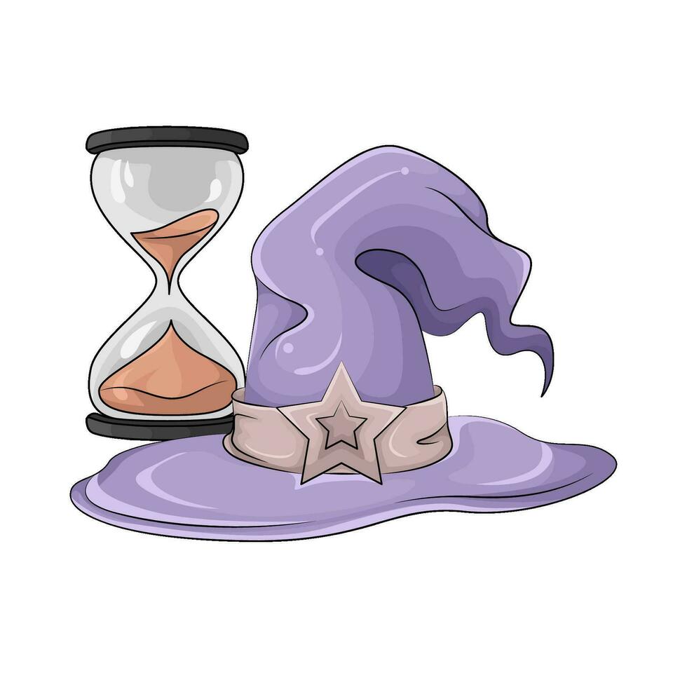 spooky hat with hourglass illustration vector