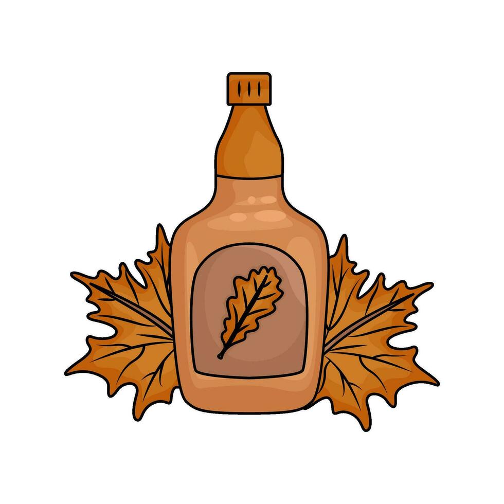 autumn drink with autumn leaf illustration vector