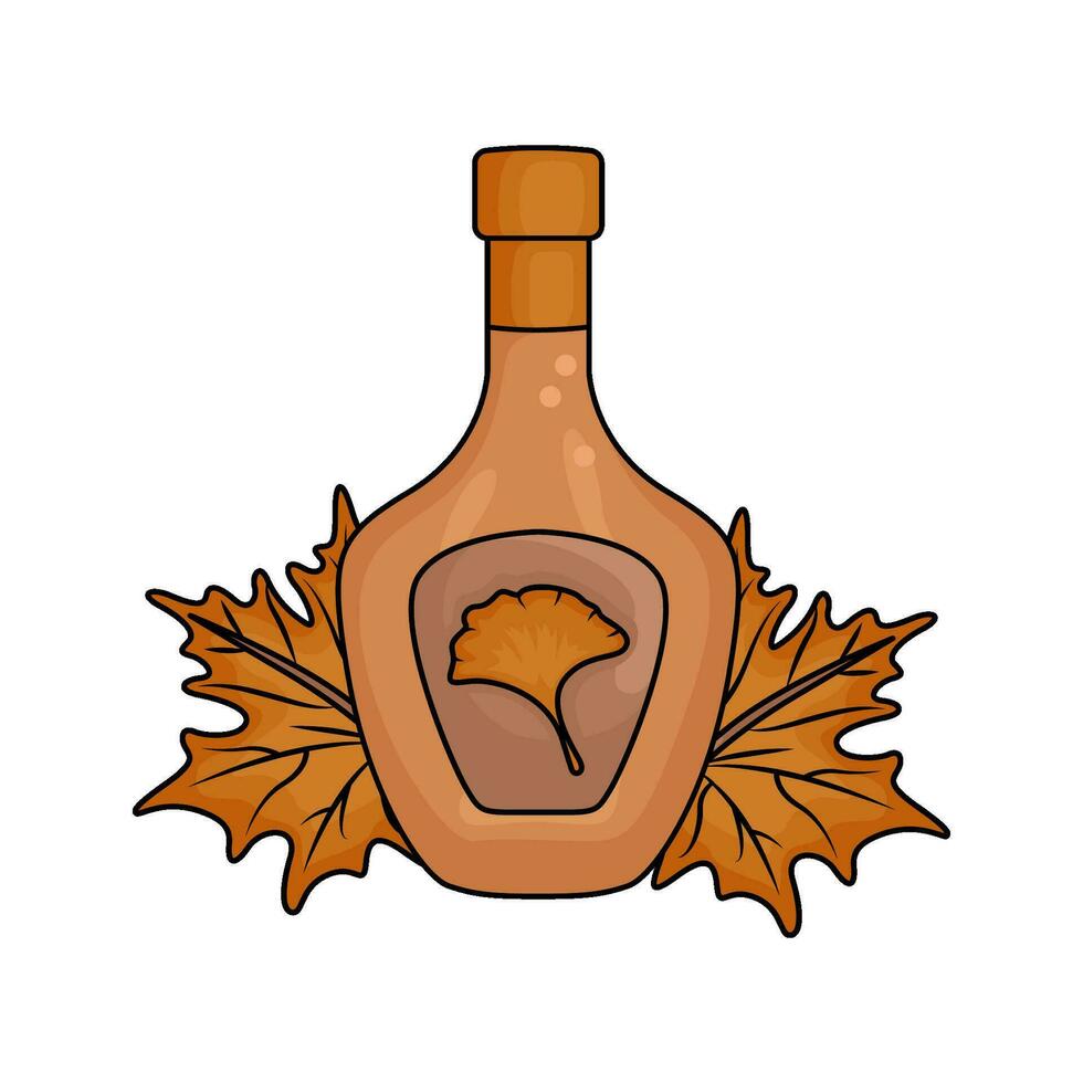 autumn drink with autumn leaf illustration vector