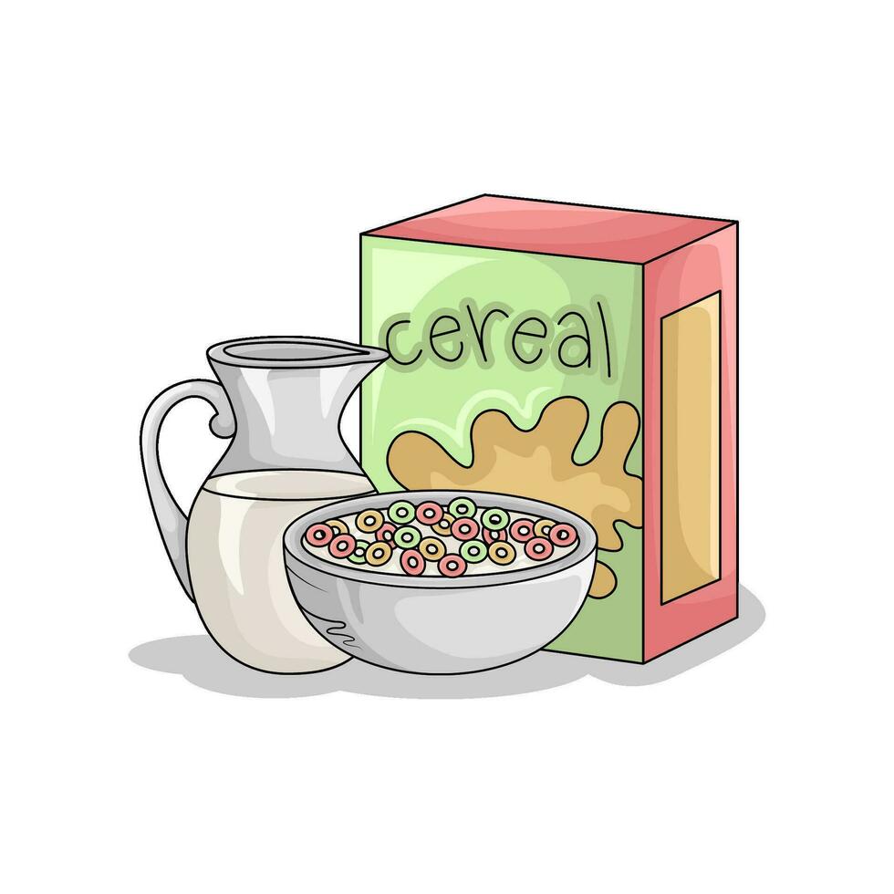 cereal with milk illustration vector