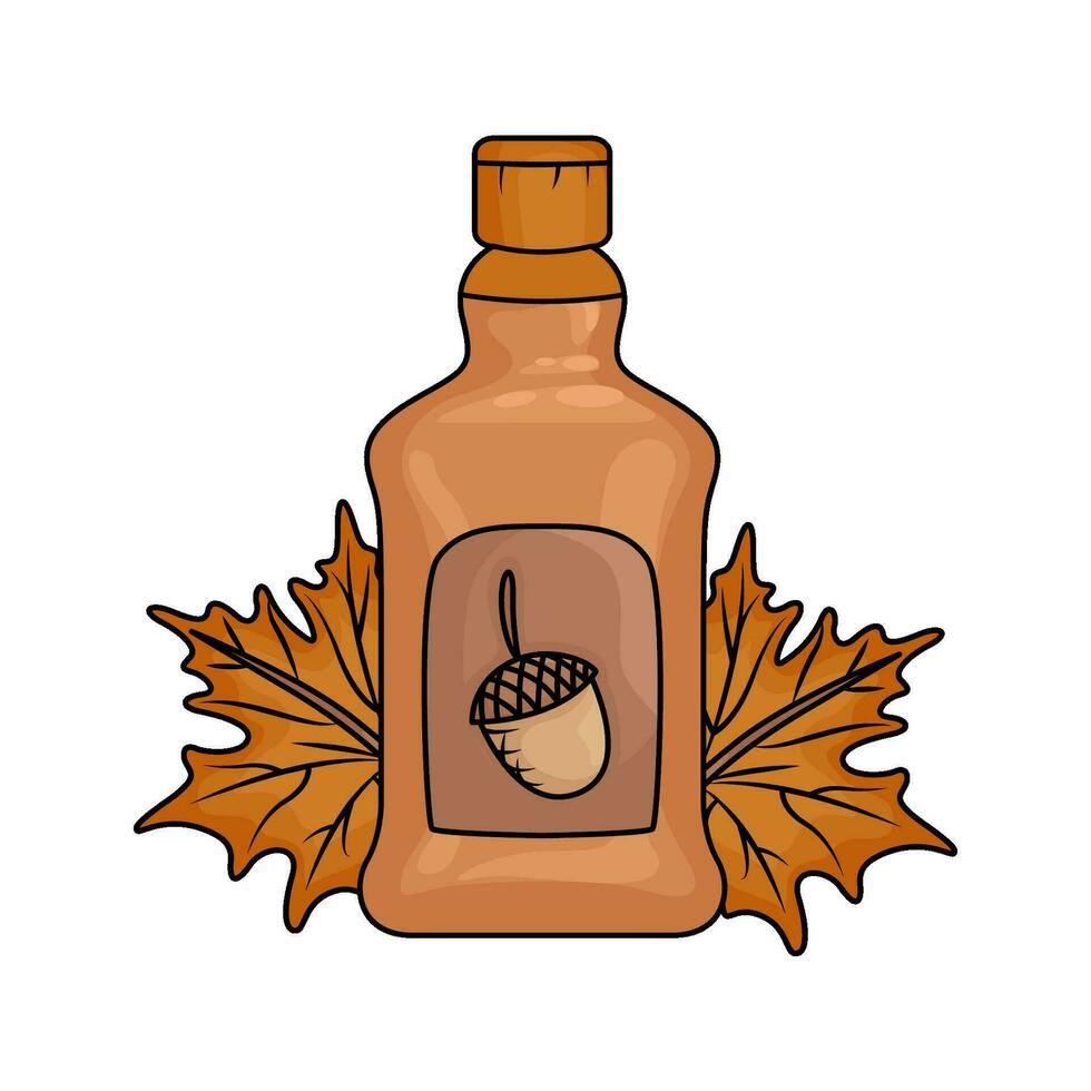 autumn drink with autumn leaf illustration vector