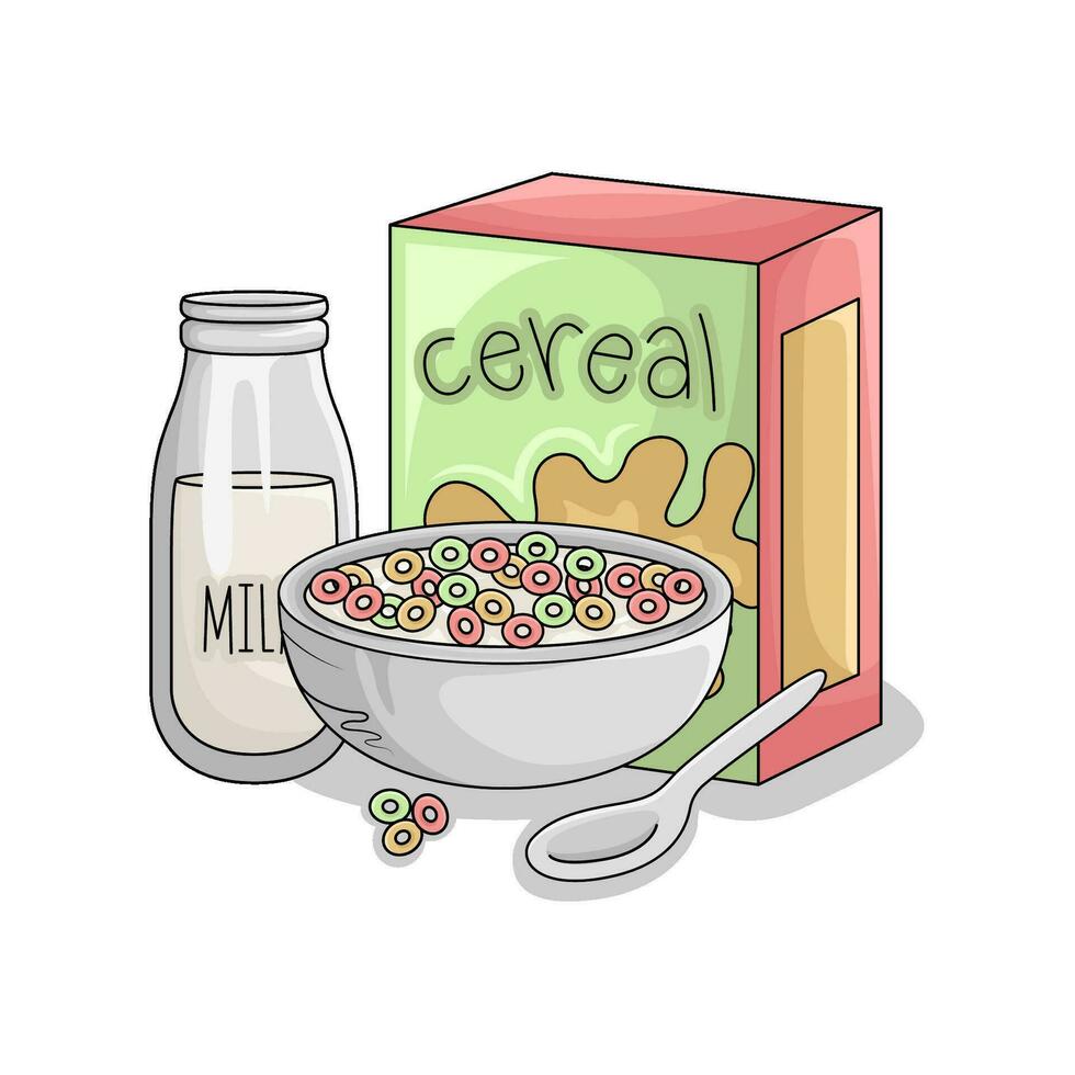cereal with milk illustration vector