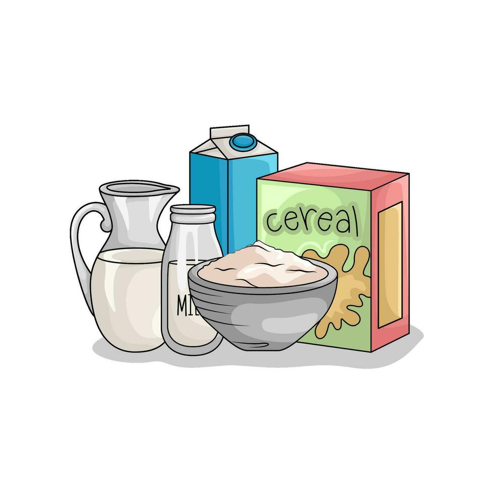 cereal caja con Leche ilustración vector