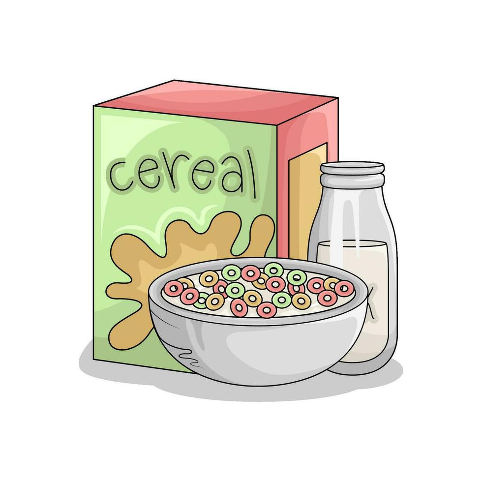 cereal con Leche ilustración vector