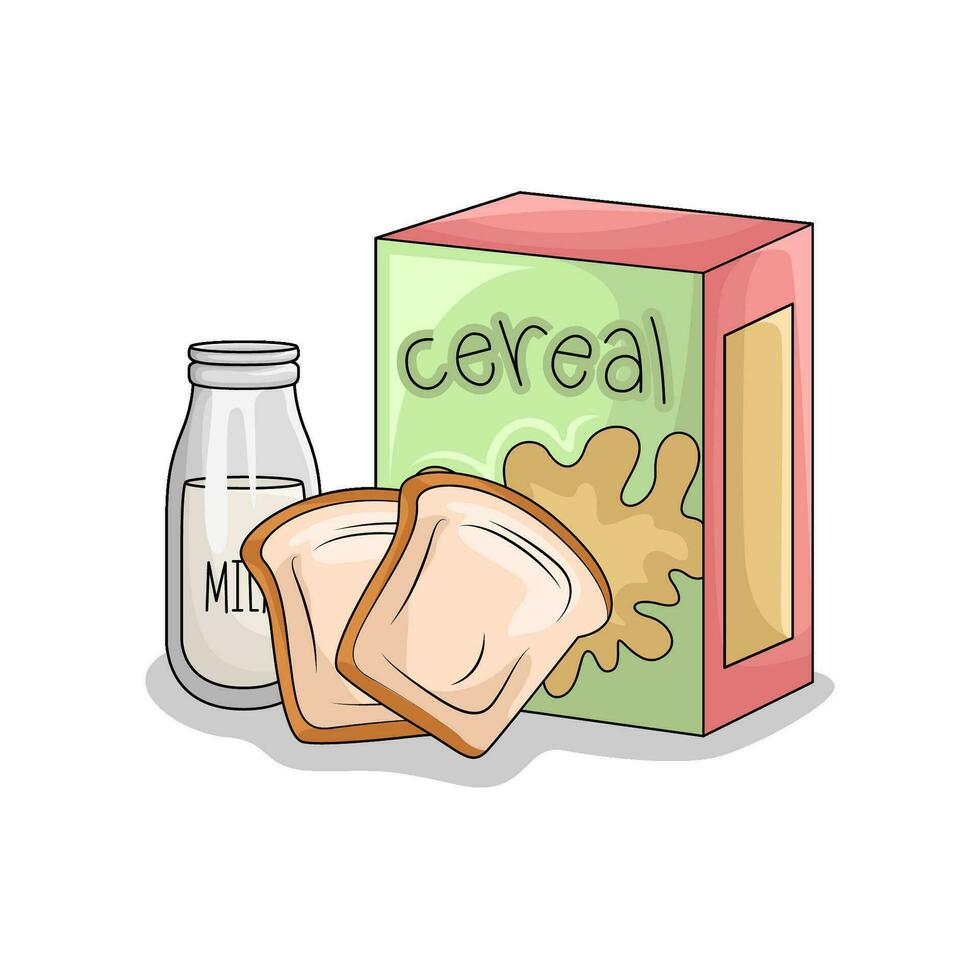 cereal caja con trigo un pan ilustración vector