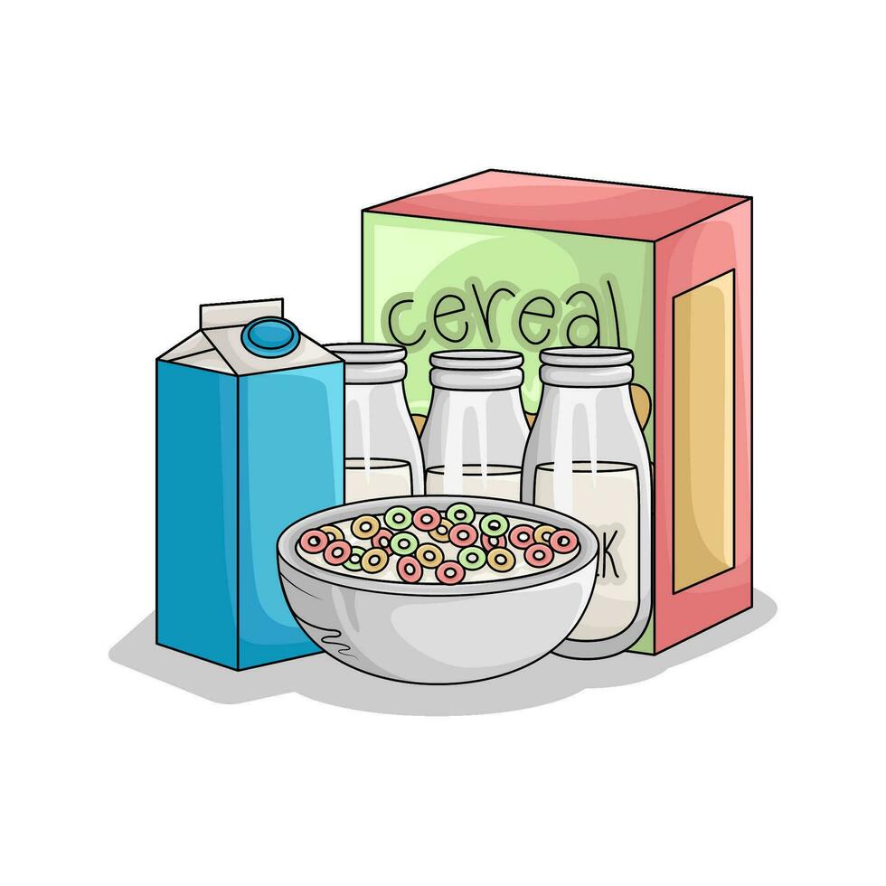 cereal con Leche ilustración vector