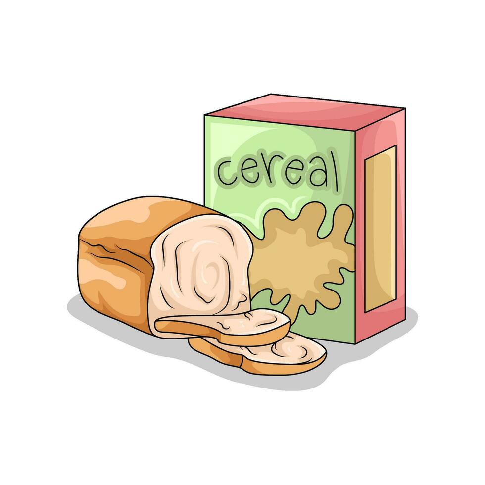 cereal caja con trigo un pan ilustración vector