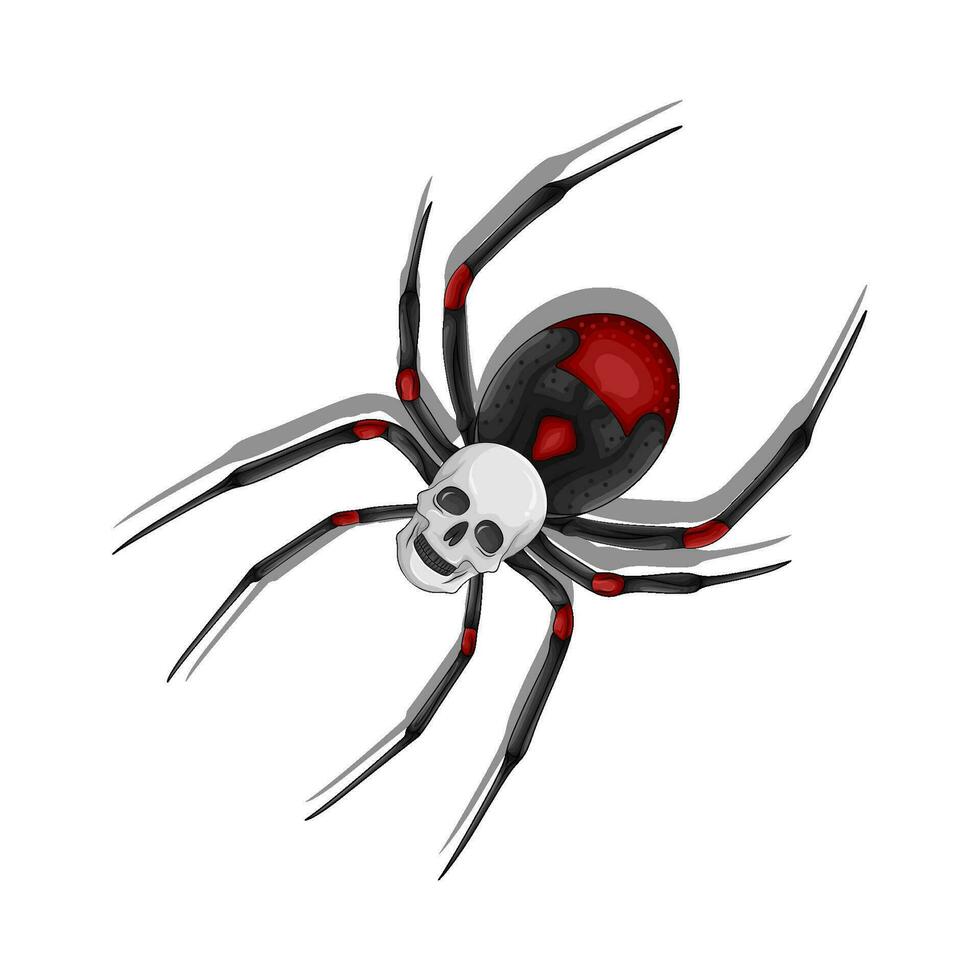 cráneo araña rojo en araña web ilustración vector