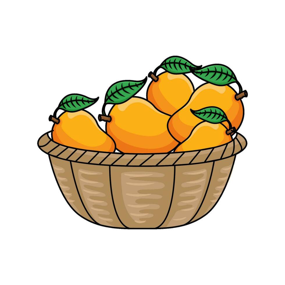 mango Fruta en cesta ilustración vector