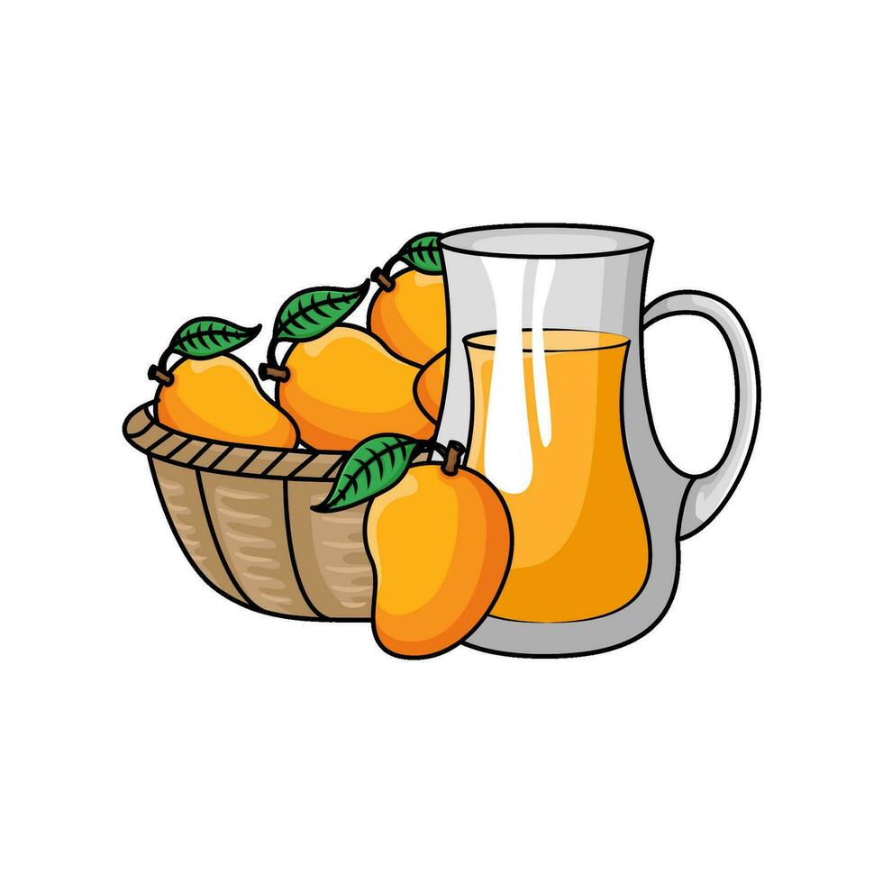mango fruit with mango juice illustration vector
