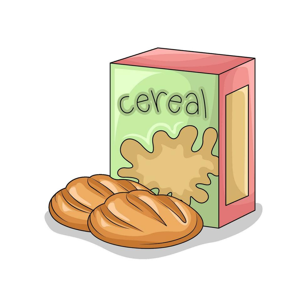 cereal caja con Pastelería ilustración vector