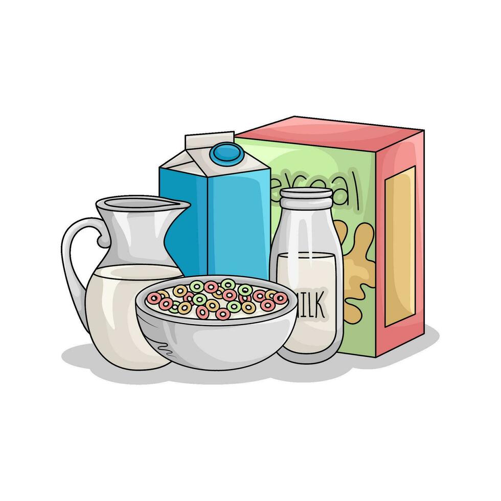 cereal with milk illustration vector