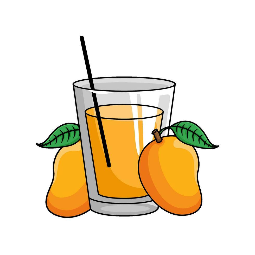 mango fruit with juice mango illustration vector