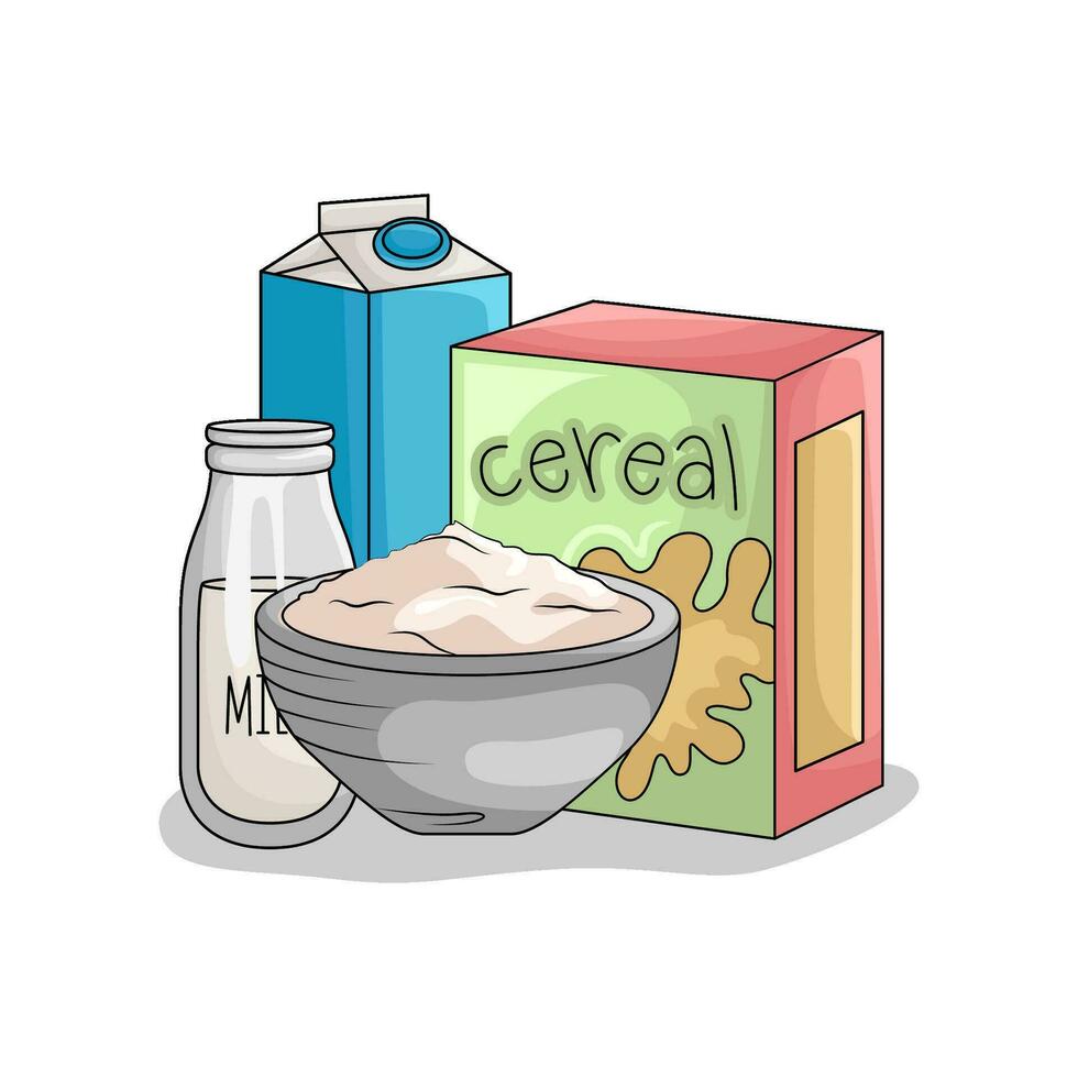 cereal box with milk illstration vector