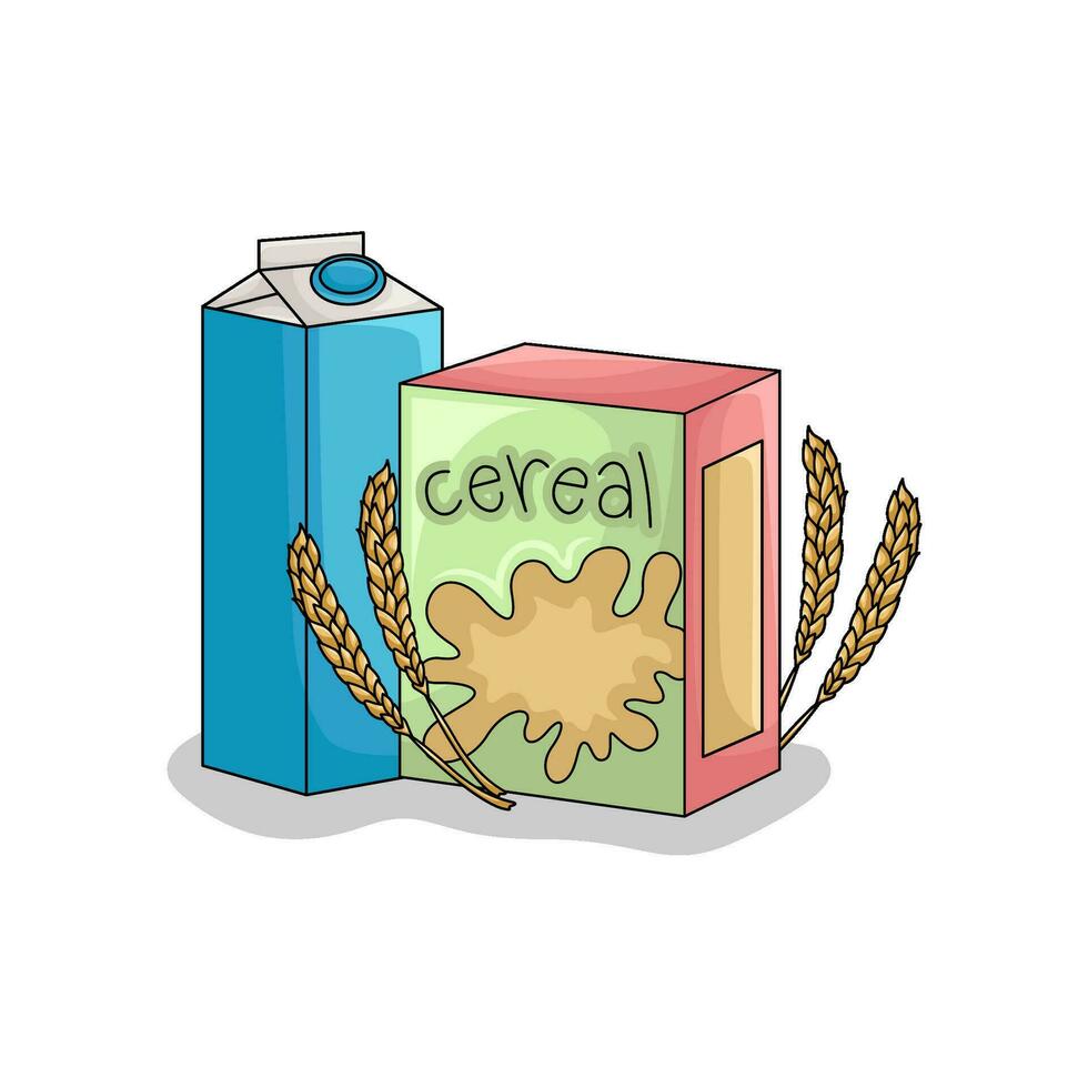 cereal box, wheat with milk illustration vector