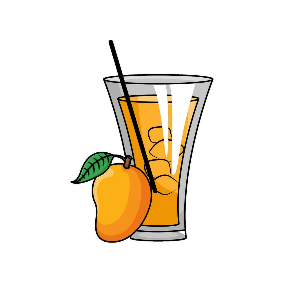 juice mango with mango fruit illustration vector