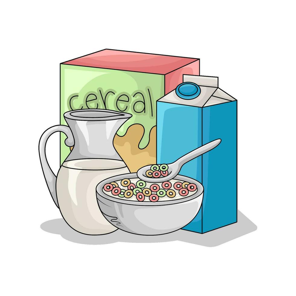 cereal con Leche ilustración vector