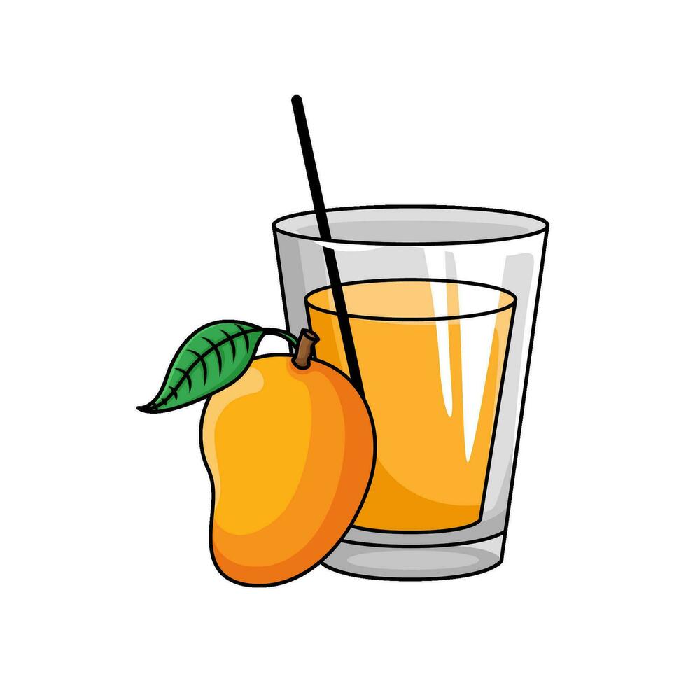 juice mango with mango fruit illustration vector