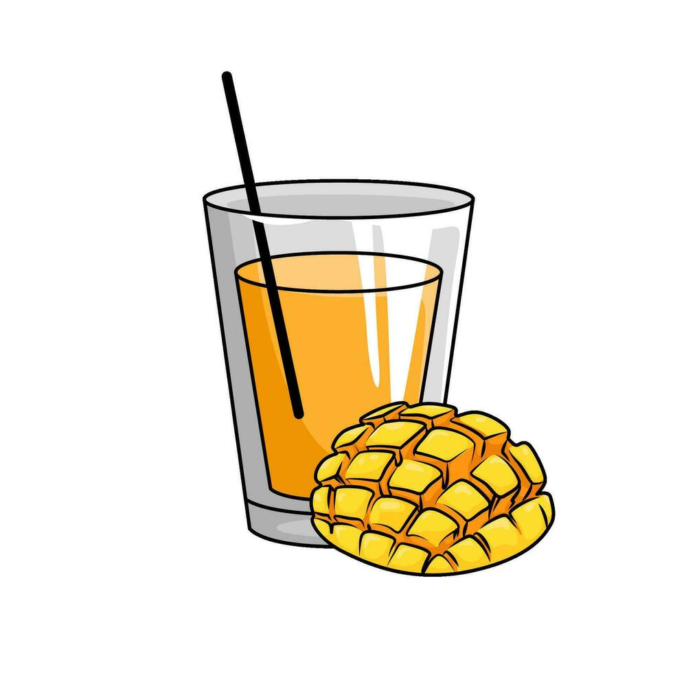 juice mango with mango slice illustration vector