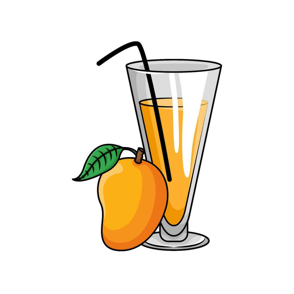 juice mango with mango fruit illustration vector