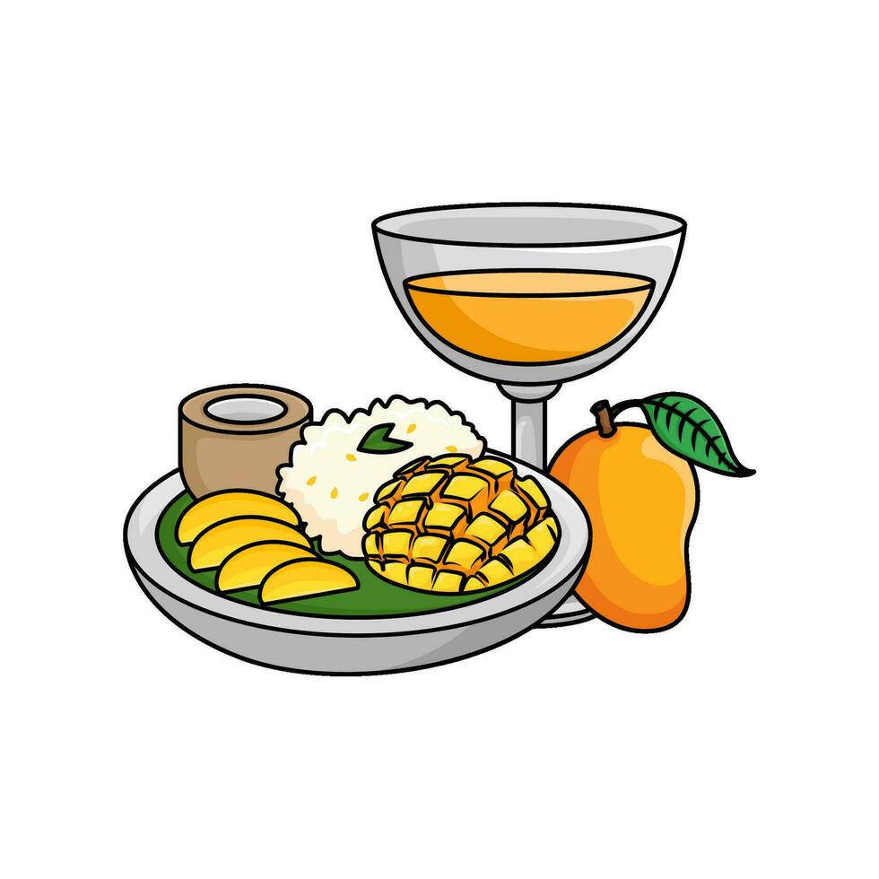 mango fruit, juice mango with mango food illustration vector