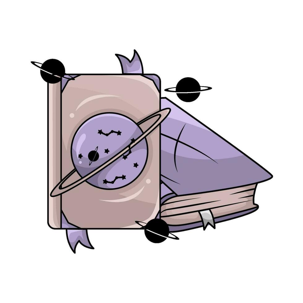 magic book with planet illustration vector