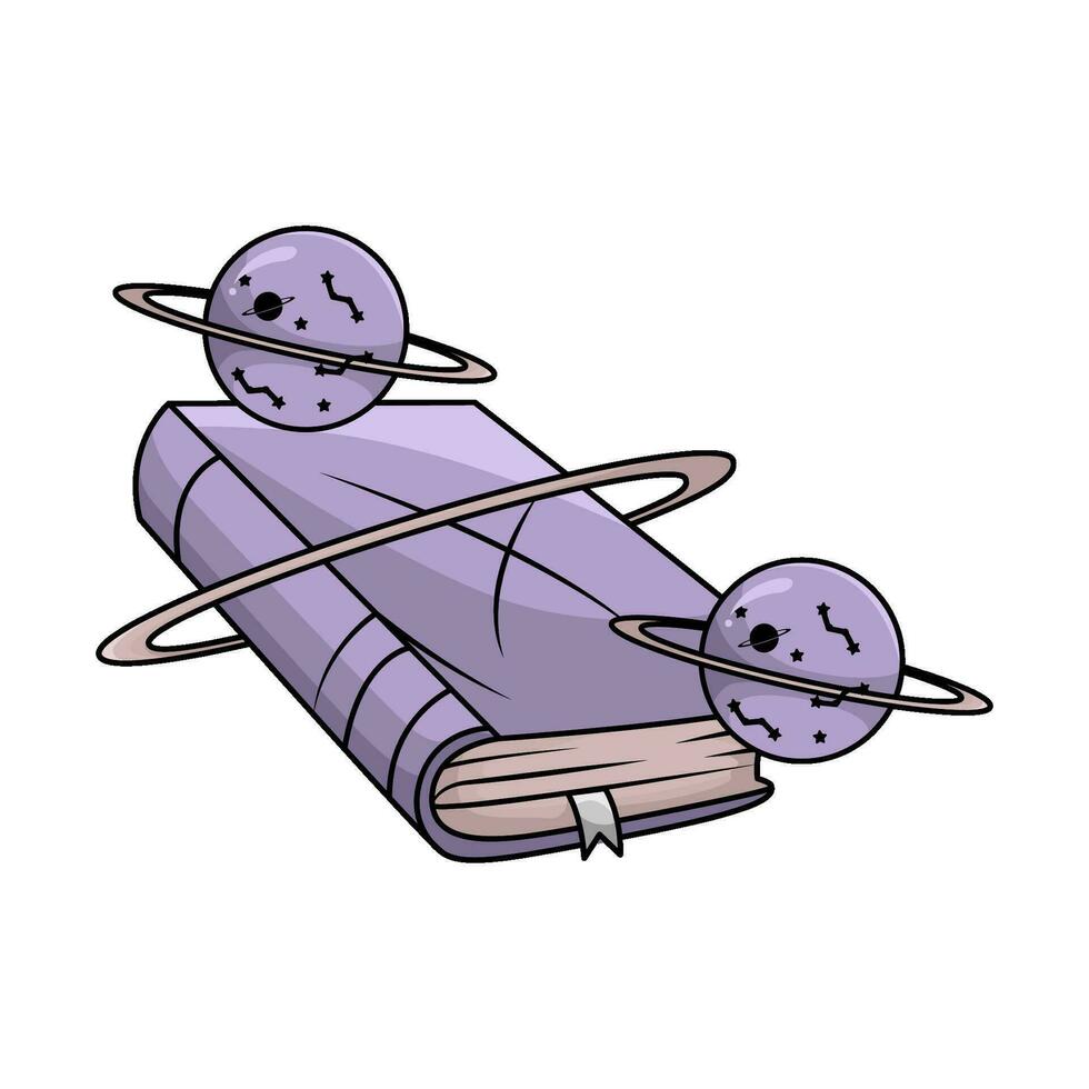 magic book with planet illustration vector