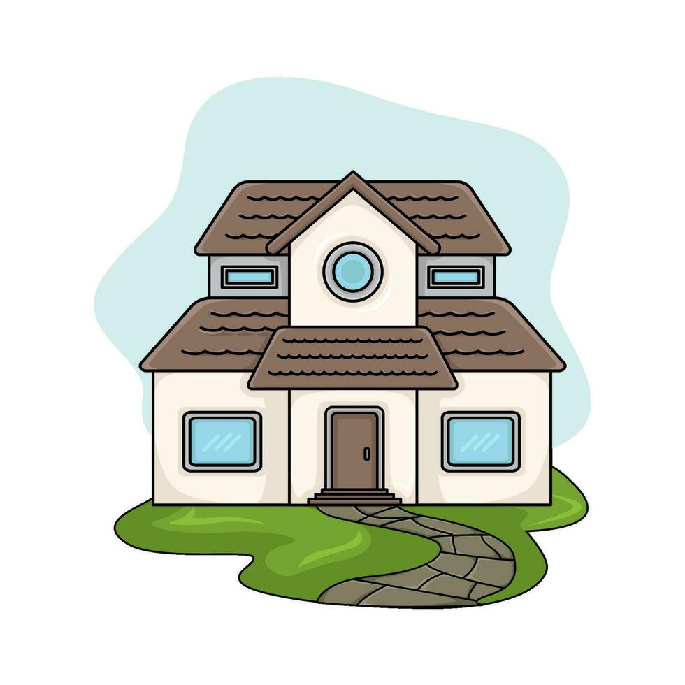 house with grass   illustration vector