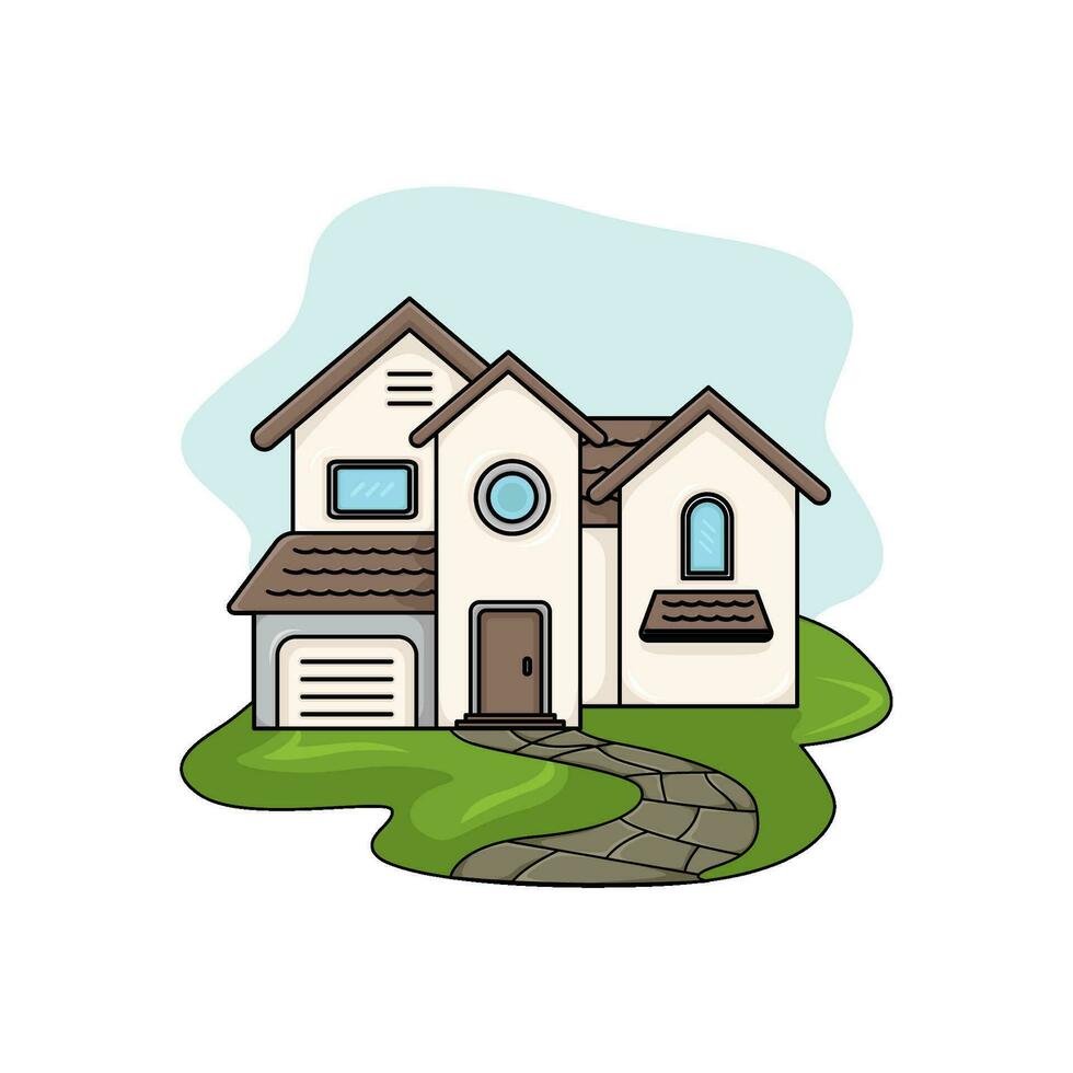 house with grass   illustration vector