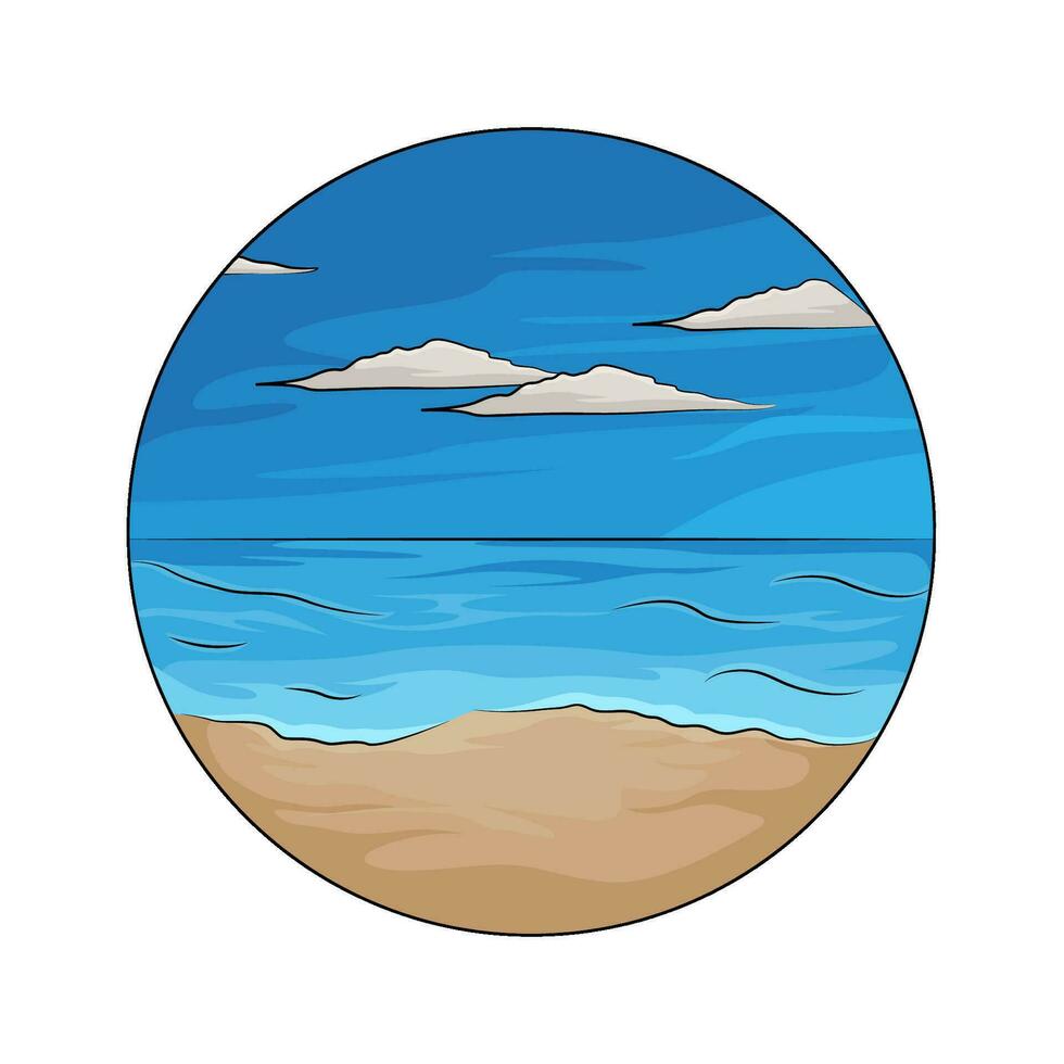 beach in round  illustration vector