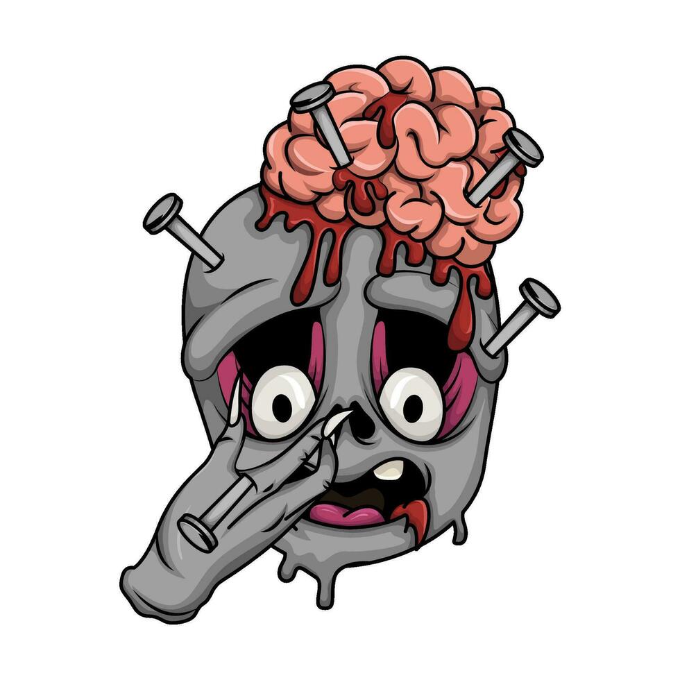 zombie with brain  halloween  illustration vector