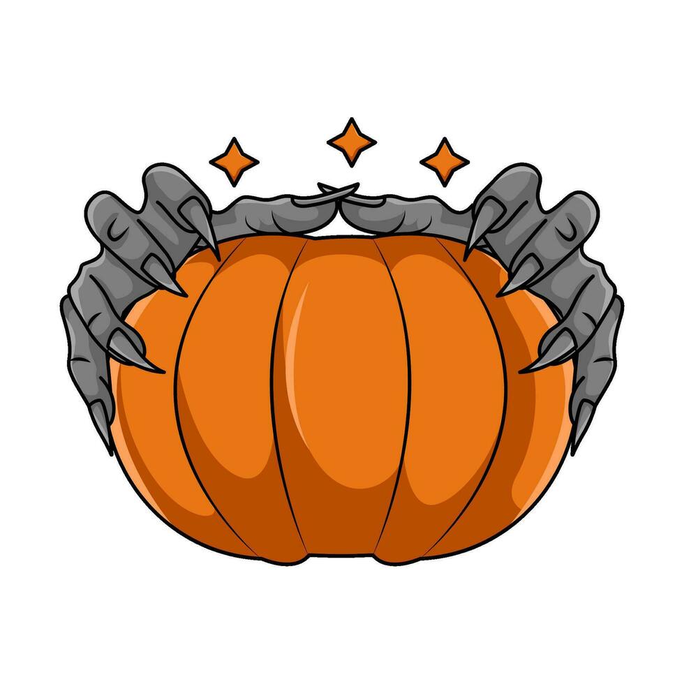 hand in pumpkin illustration vector