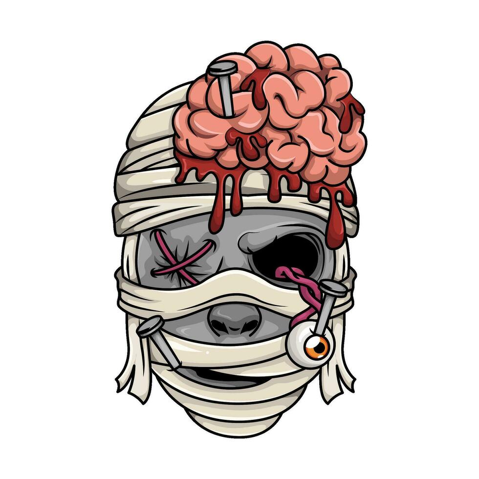 zombi con cerebro Víspera de Todos los Santos ilustración vector