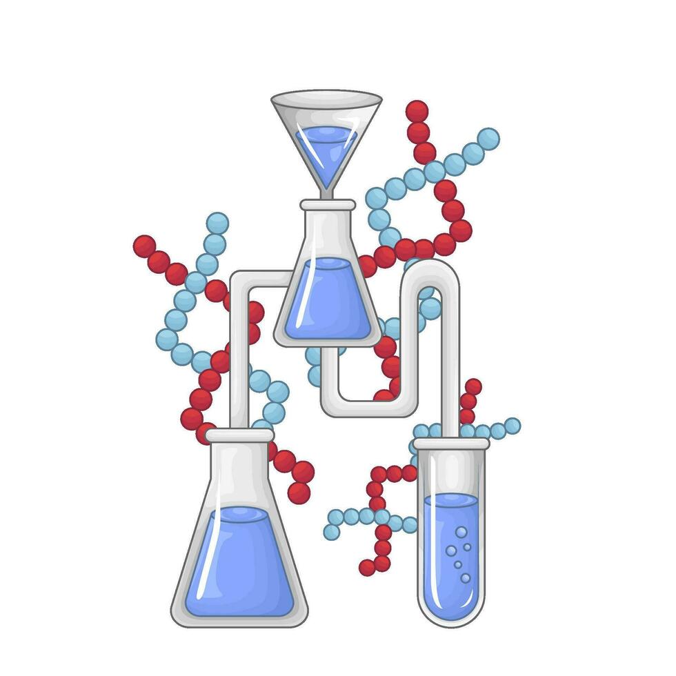 laboratorio poción botella con molécula ilustración vector