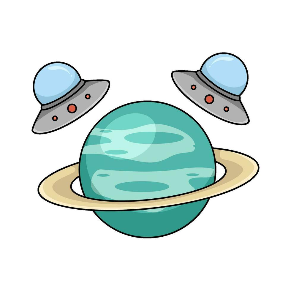 ufo with planet illustration vector