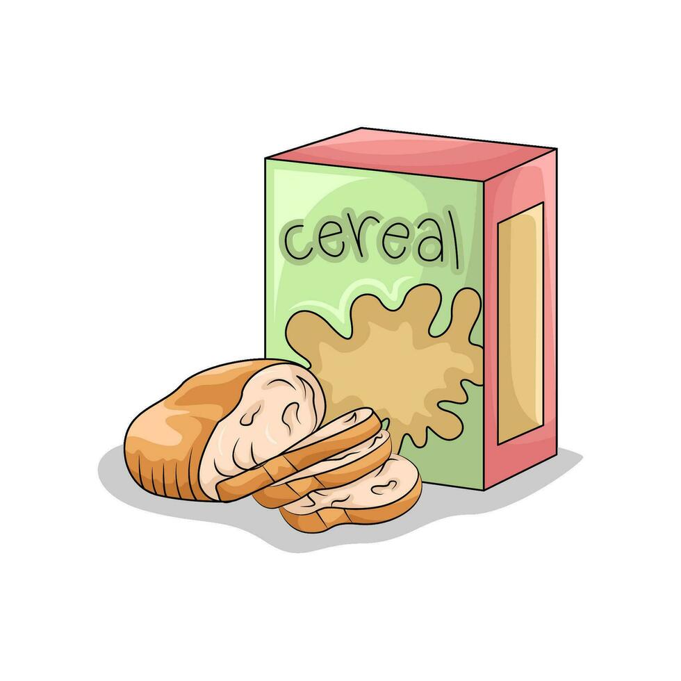 cereal box with wheat bread illustration vector