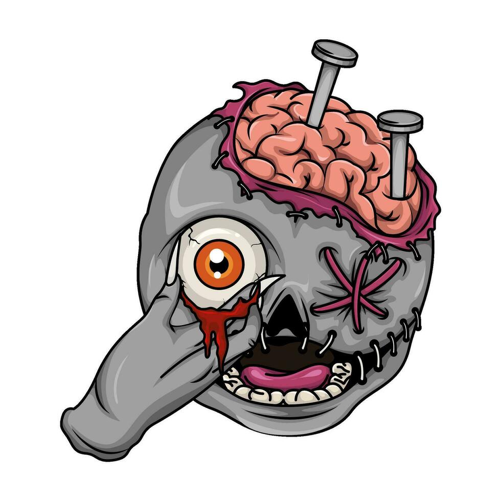 zombie with brain  halloween  illustration vector