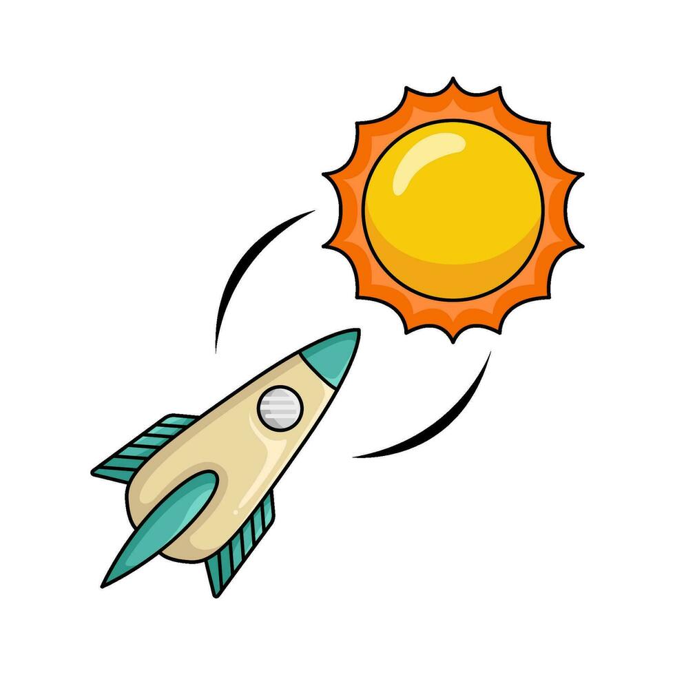 rocket with sun illustration vector