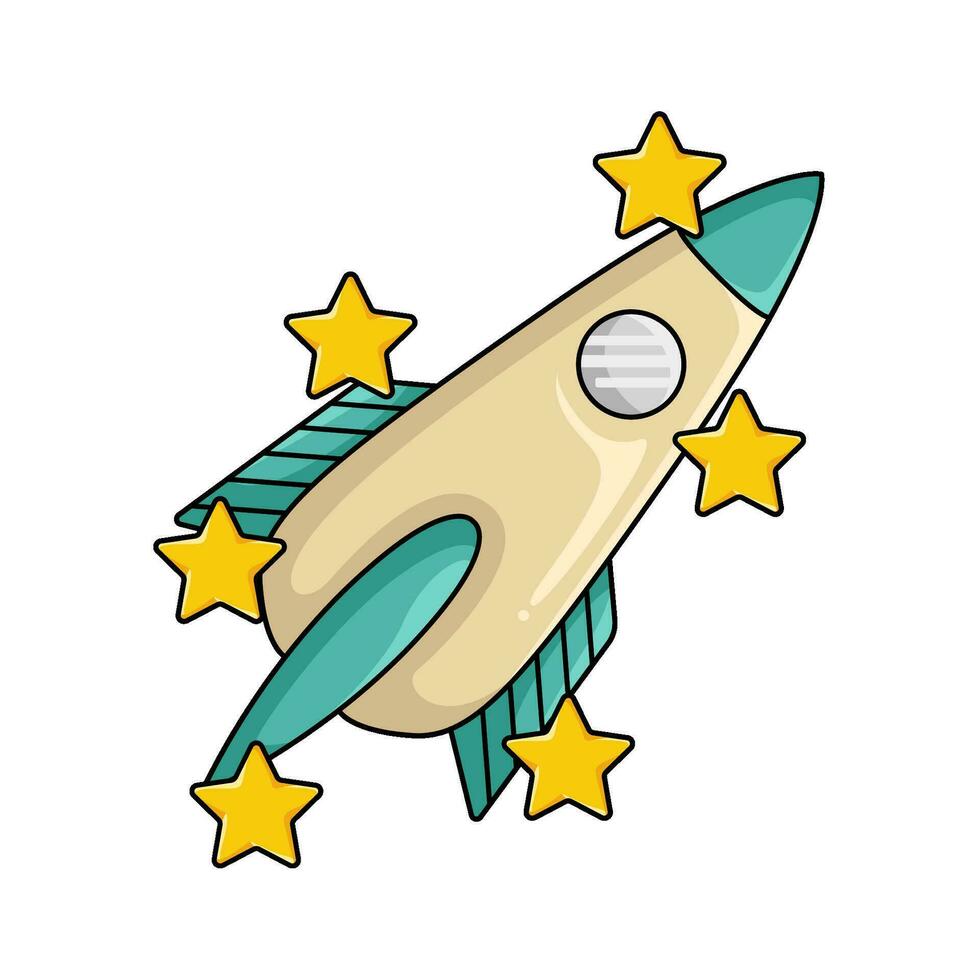 rocket with star illustration vector