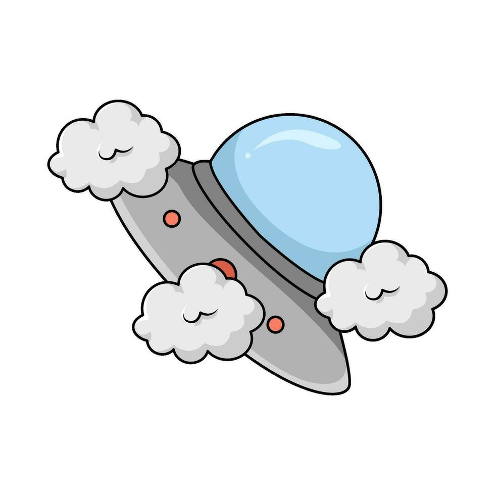 ufo with smoke illustration vector