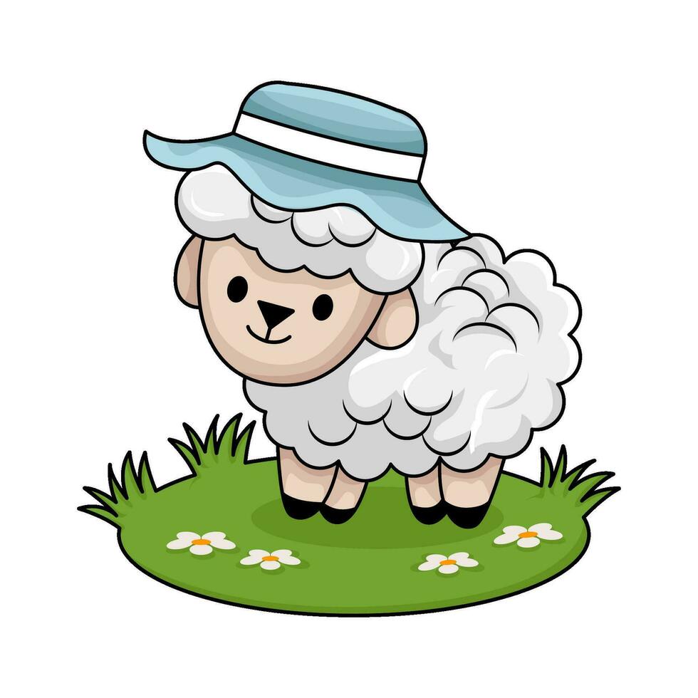 oveja en jardín ilustración vector
