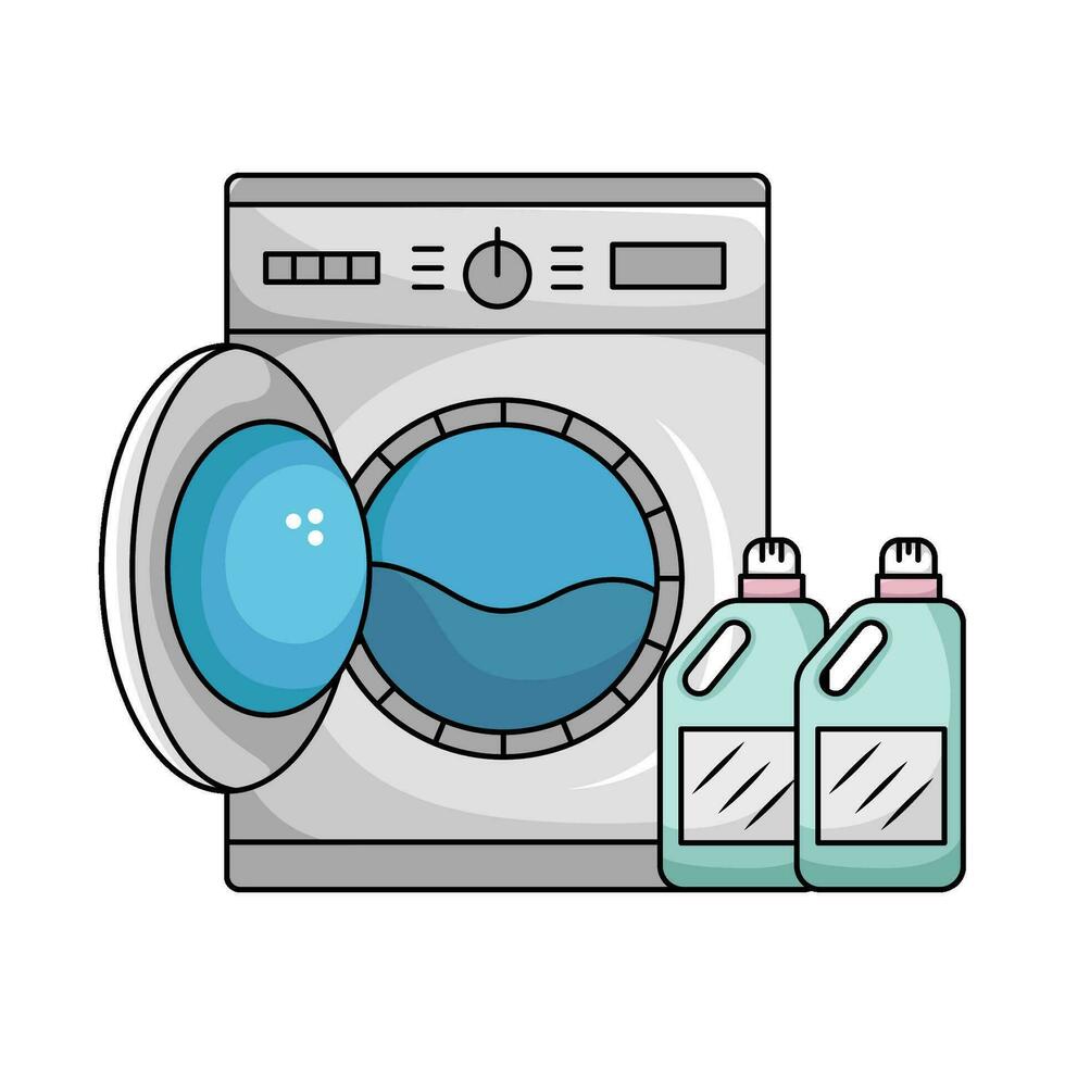 washing machine with detergent  illustration vector