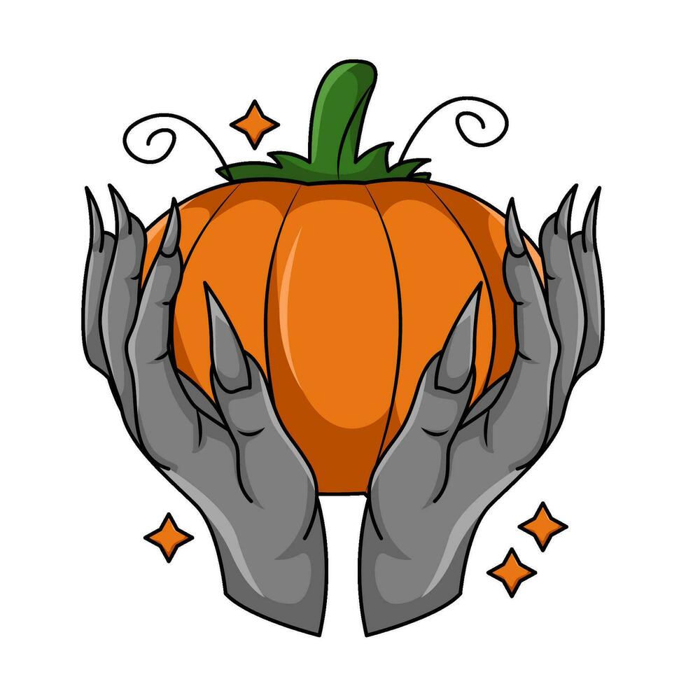 calabaza en mano ilustración vector