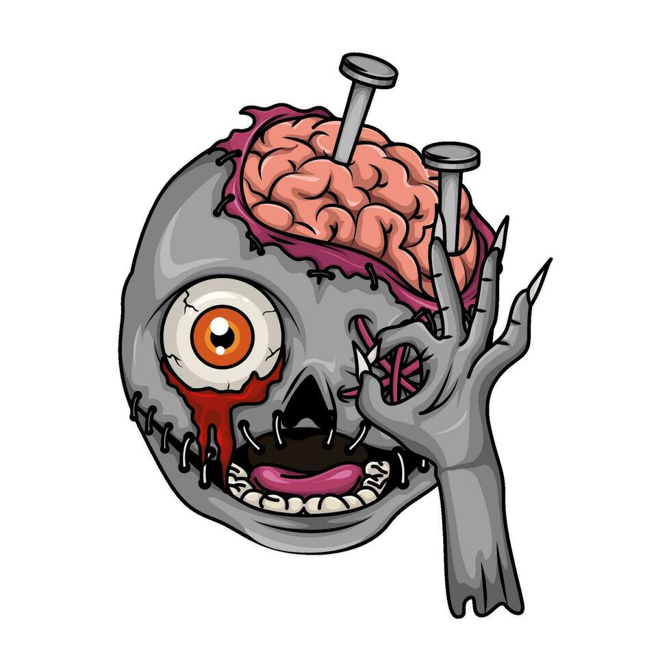 zombie with brain  halloween  illustration vector