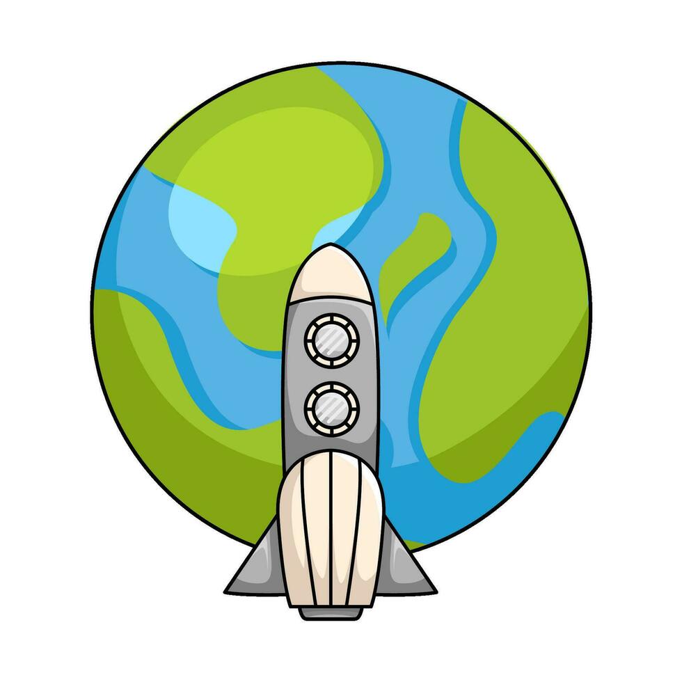 rocket with space illustration vector