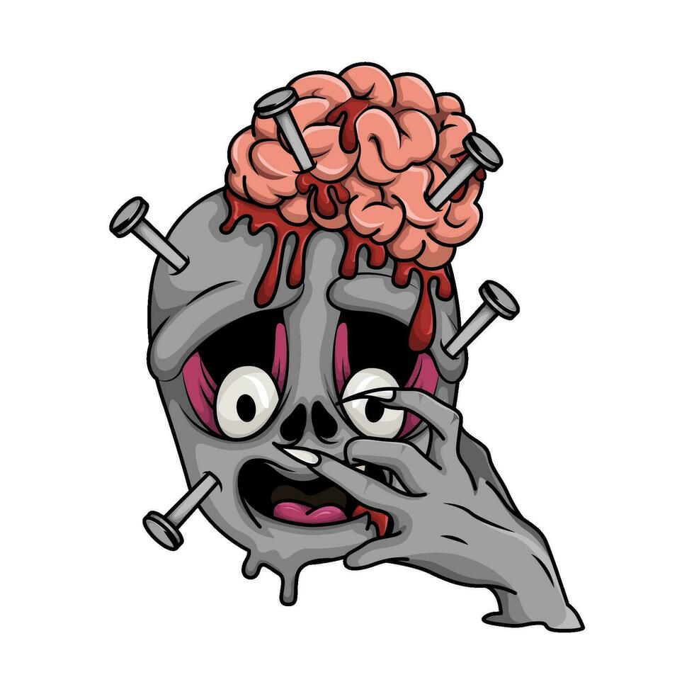 zombie with brain  halloween  illustration vector